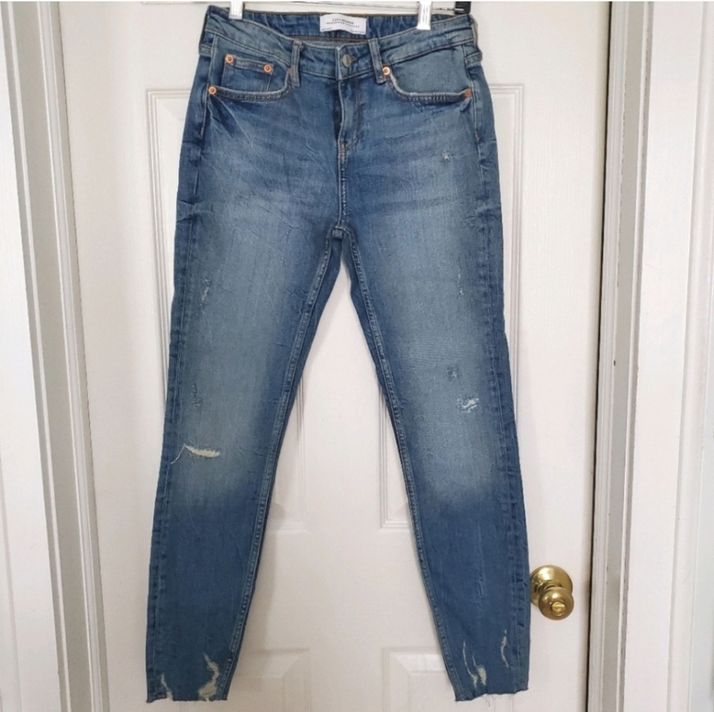 Zara premium distressed raw hem skinny jeans